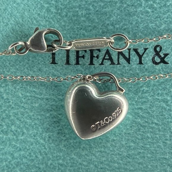 Tiffany & Co. Sterling Silver Puffed Heart Pendant Necklace 16" - Picture 6 of 7